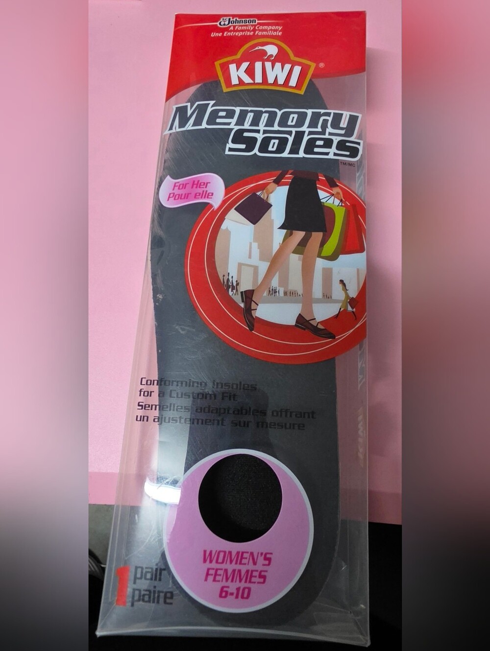 Kiwi Women's Memory Soles Insoles - Black & Pink